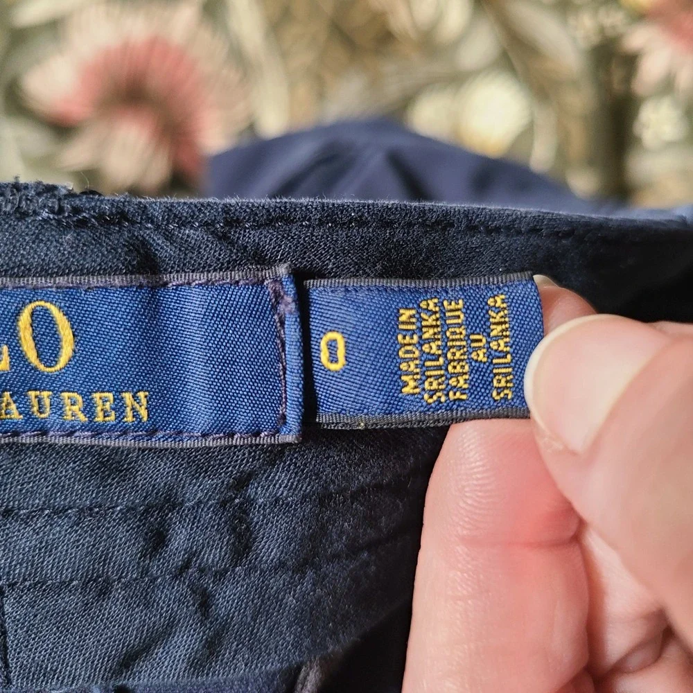 Polo Ralph Lauren Chino Shorts Womens 0 Navy Blue Preppy Cotton Twill Pony